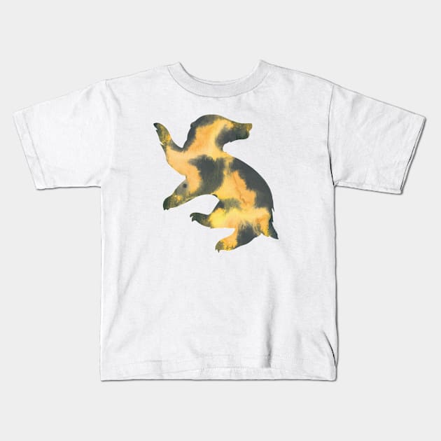 House Badger Watercolor Kids T-Shirt by calligraphynerd